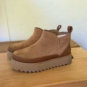UGG Tan Suede Platform Ankle Boots